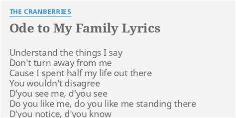 the cranberries ode to my family lyrics|my family parole.